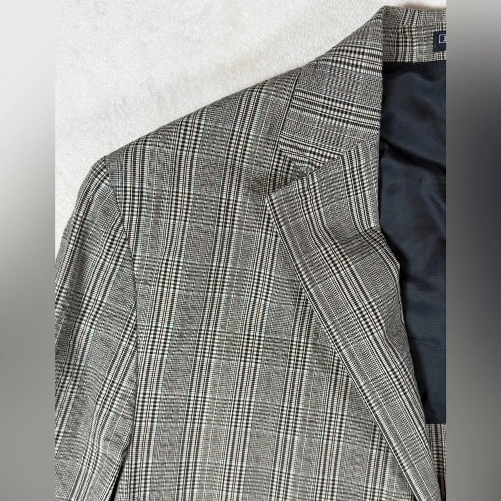 Polo Ralph Lauren 44R Made in Italy 100% Cotton Men's Gray Plaid Blazer